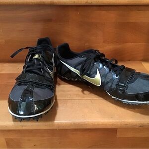 Nike Black and Gold Zoom Rival S sprinting spikes for track&field.